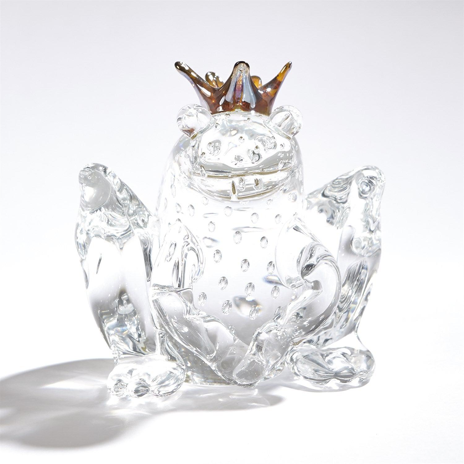 Frog Prince-Clear w/Bubbles-Global Views-Sculptures & Objects-Artistic Elements