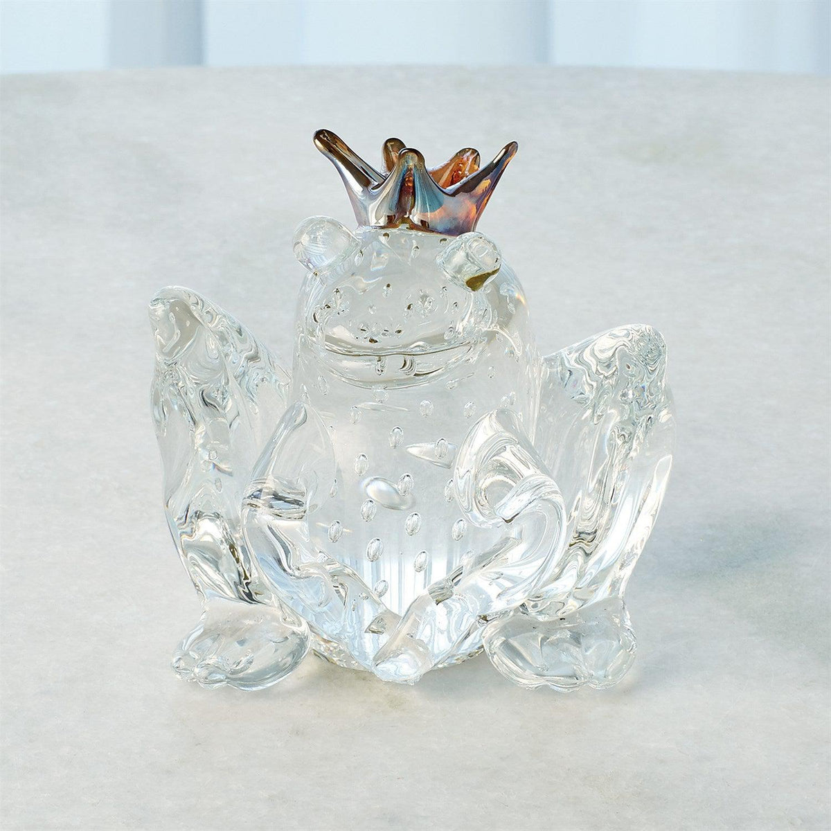 Frog Prince-Clear w/Bubbles-Global Views-Sculptures &amp; Objects-Artistic Elements