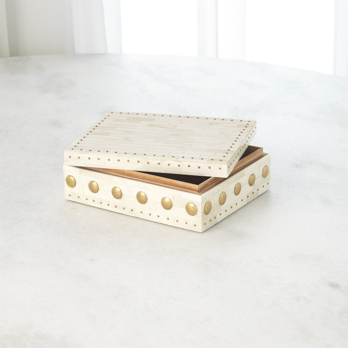 Bone Box with Brass Stud Accents-Global Views-Boxes-Artistic Elements
