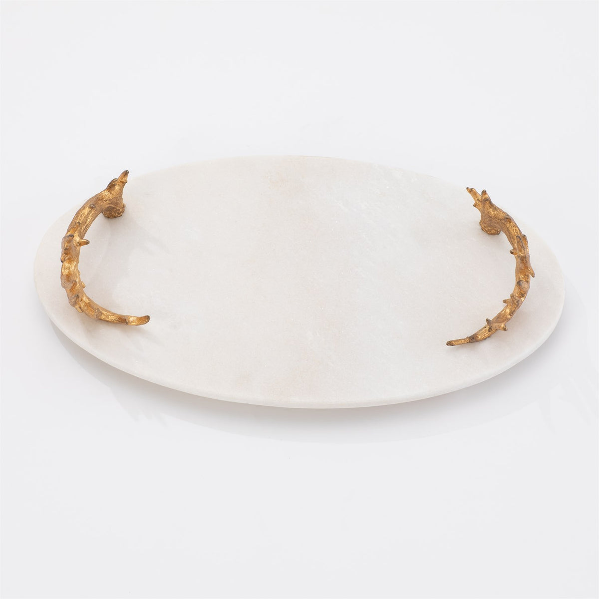 White Marble Platter with Reindeer Antler Handles-Global Views-Trays-Artistic Elements
