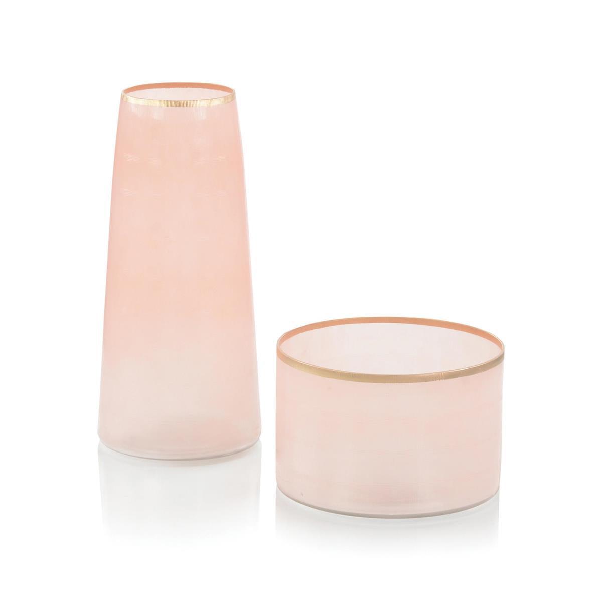 Set Of Two Palest Of Pink Glass Vases-John Richard-Vases-Artistic Elements
