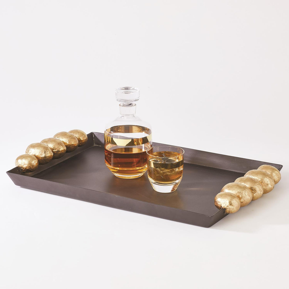 Pebble Tray-Bronze w/Gold Leaf Handles-Global Views-Trays-Artistic Elements