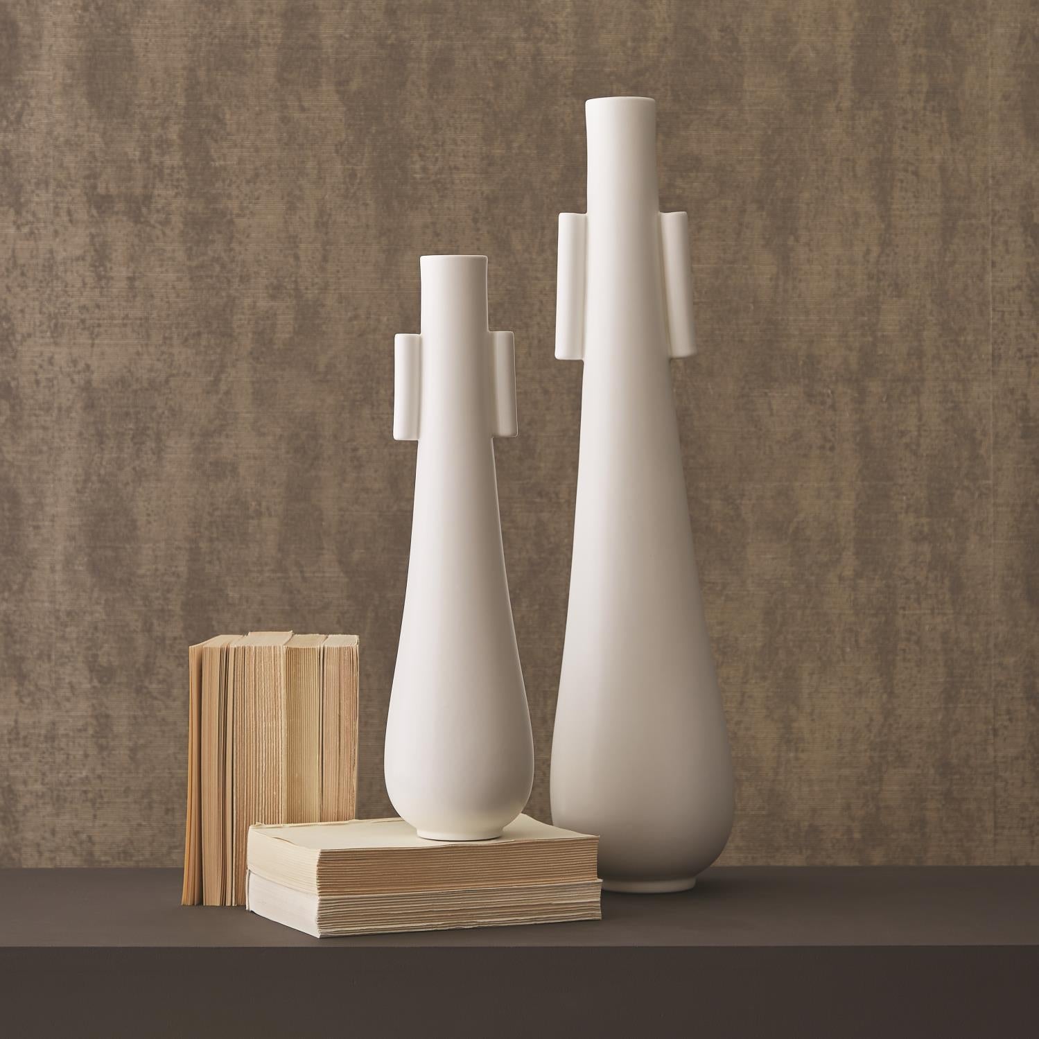 TEAR DROP VASES W/HANDLES-MATTE WHITE SMALL-Global Views-Vases-Artistic Elements