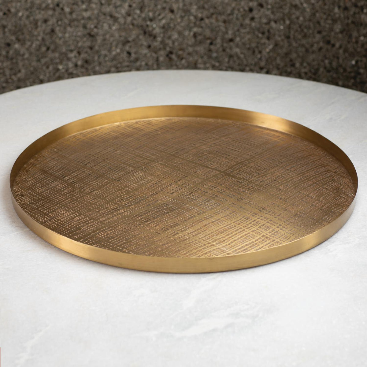 Plaid Etched Tray-Antique Brass-Global Views-Trays-Artistic Elements