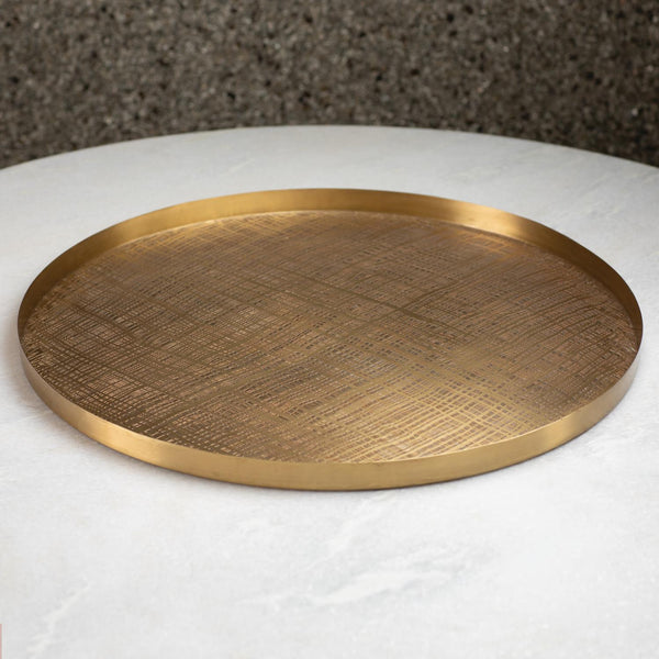 Plaid Etched Tray-Antique Brass - Artistic Elements