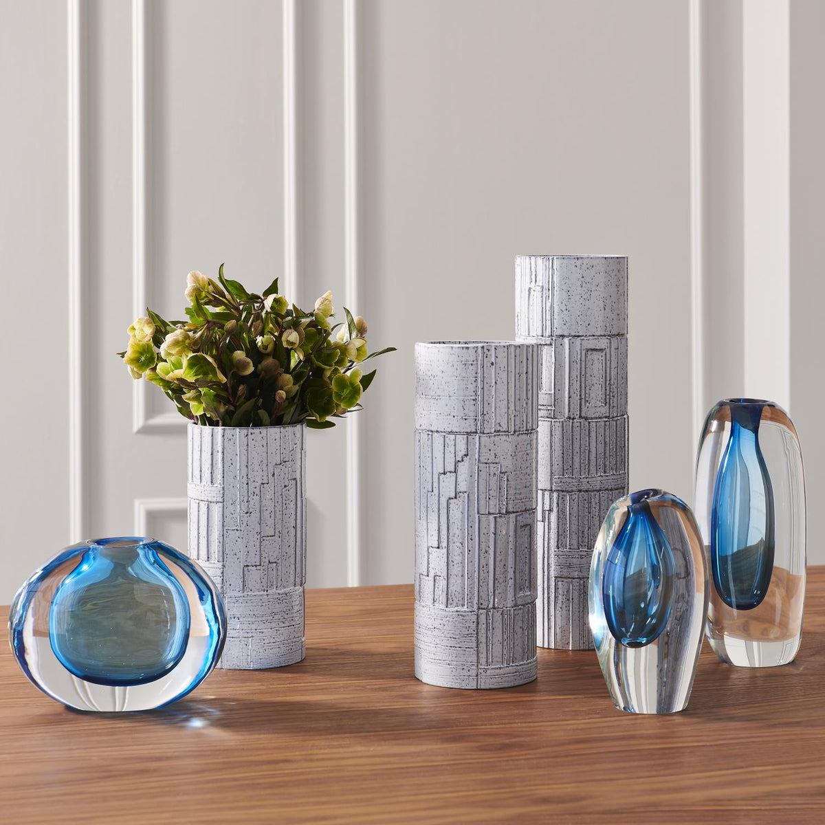 Offset Vase-Light Blue-Global Views-Vases-Artistic Elements