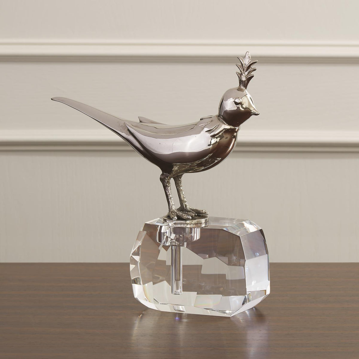 Bird On Crystal Rock-Nickel-Global Views-Sculptures &amp; Objects-Artistic Elements