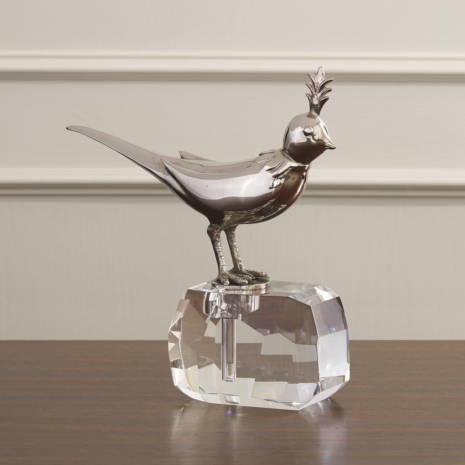 Bird On Crystal Rock-Nickel-Global Views-Sculptures & Objects-Artistic Elements