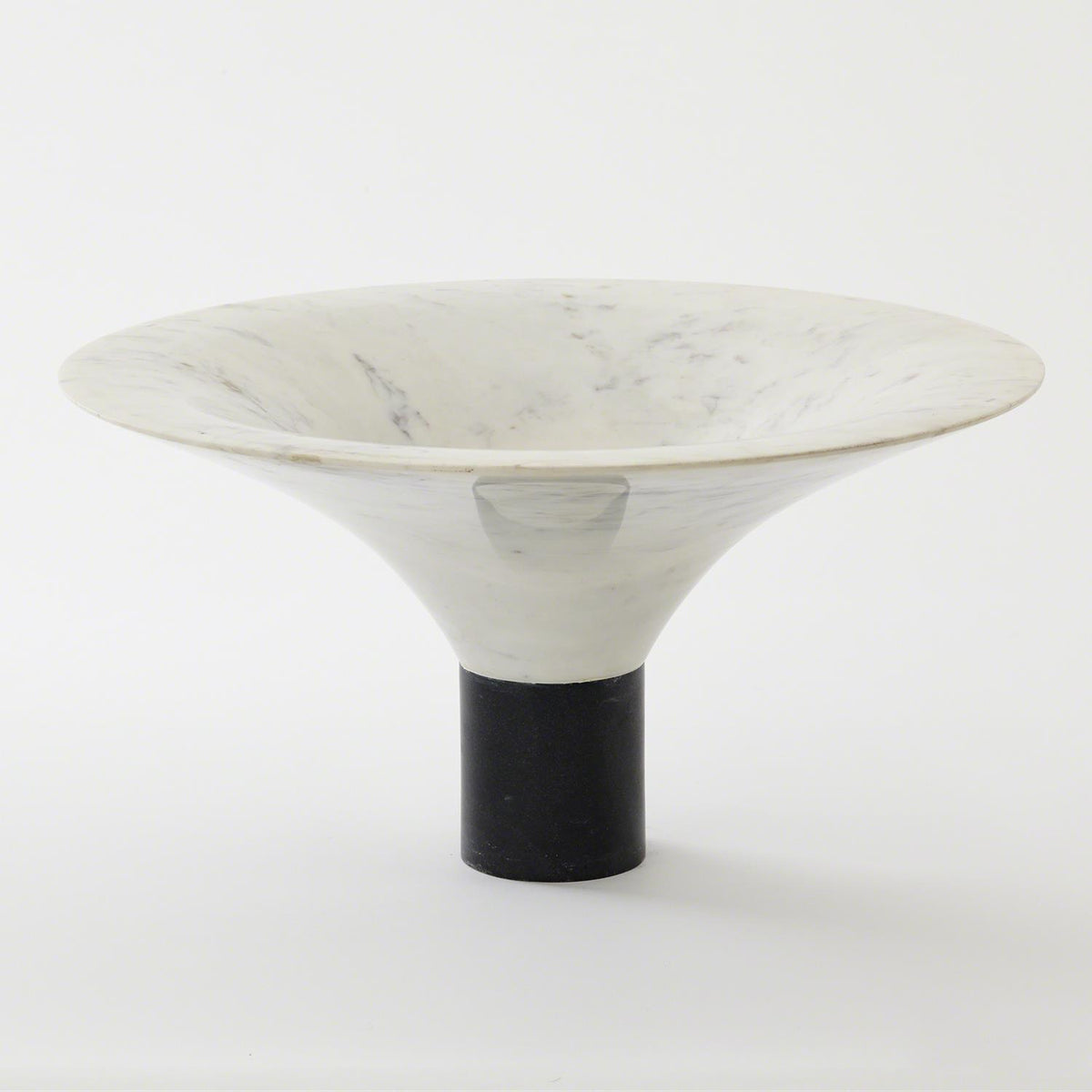 Marble Flared Bowl-White-Global Views-Bowls-Artistic Elements