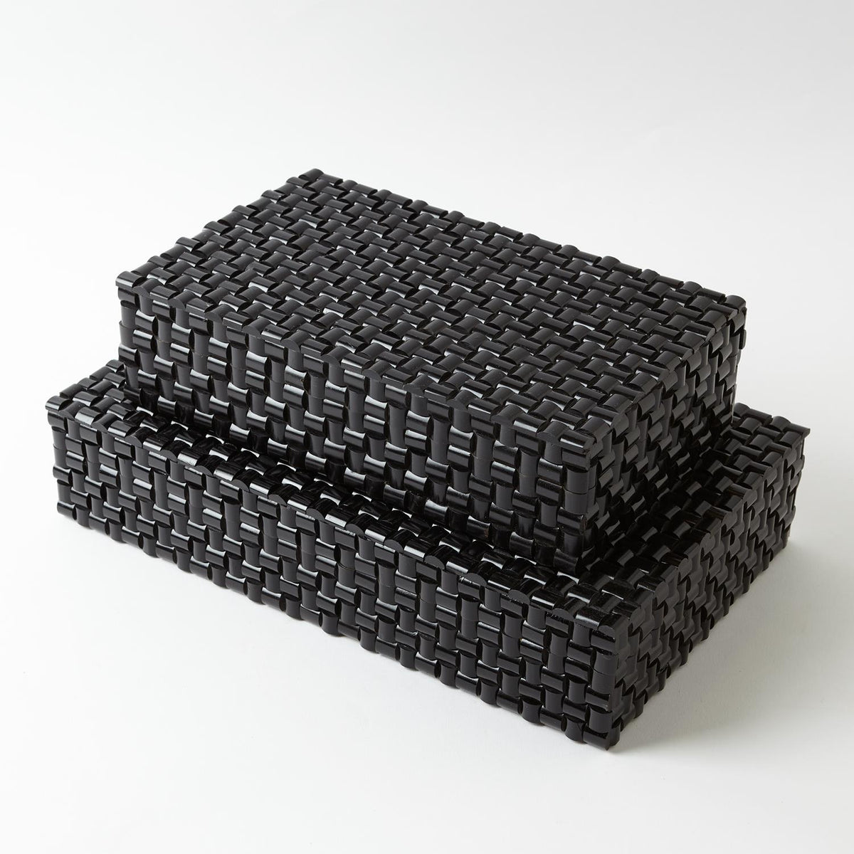 Horn Box Woven Black-Global Views-Boxes-Artistic Elements