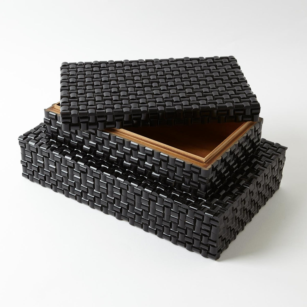 Horn Box Woven Black-Global Views-Boxes-Artistic Elements