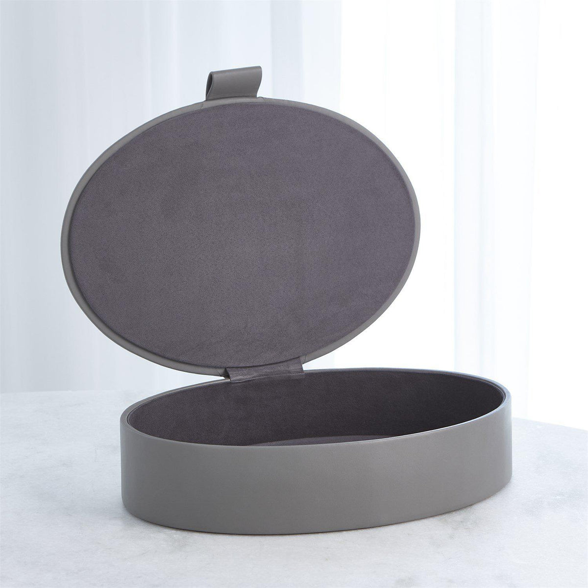 Signature Oval Leather Box-Global Views-Boxes-Artistic Elements