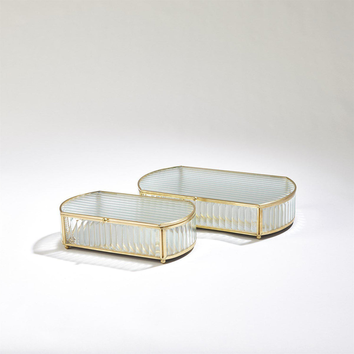Reeded Glass Oval Box-Global Views-Boxes-Artistic Elements
