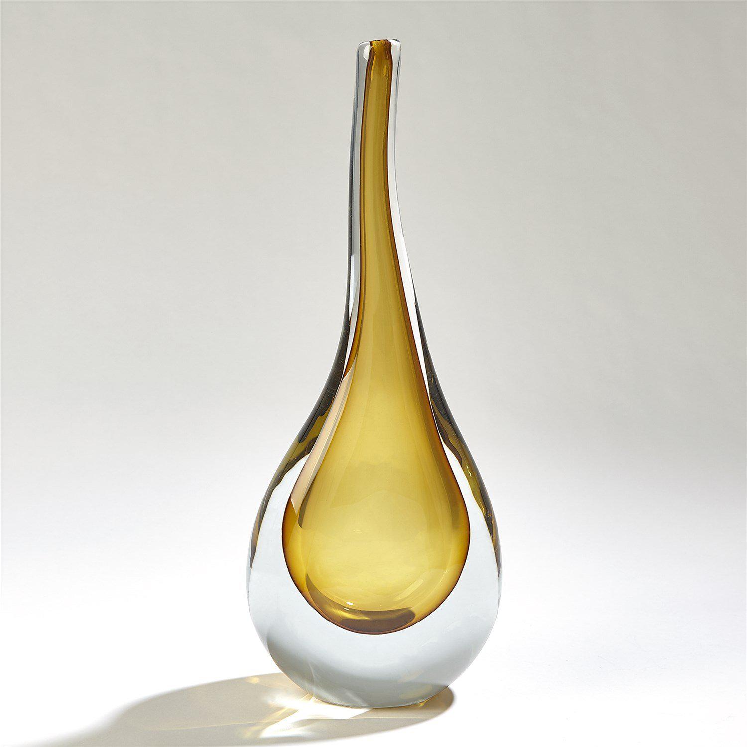 Stretched Neck Vase-Amber-Global Views-Vases-Artistic Elements