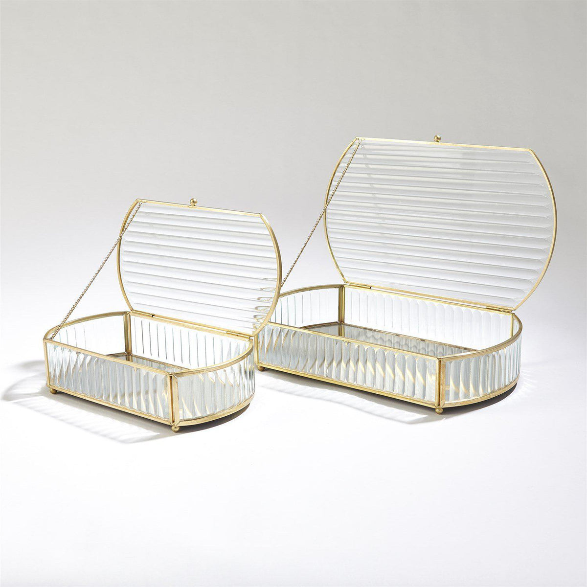 Reeded Glass Oval Box-Global Views-Boxes-Artistic Elements