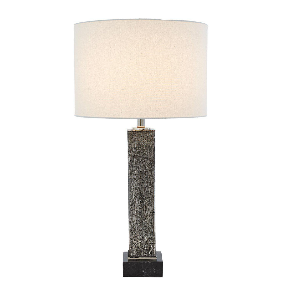 Square Column Mercury Glass Table Lamp-Nickel-Global Views-Table Lamps-Artistic Elements