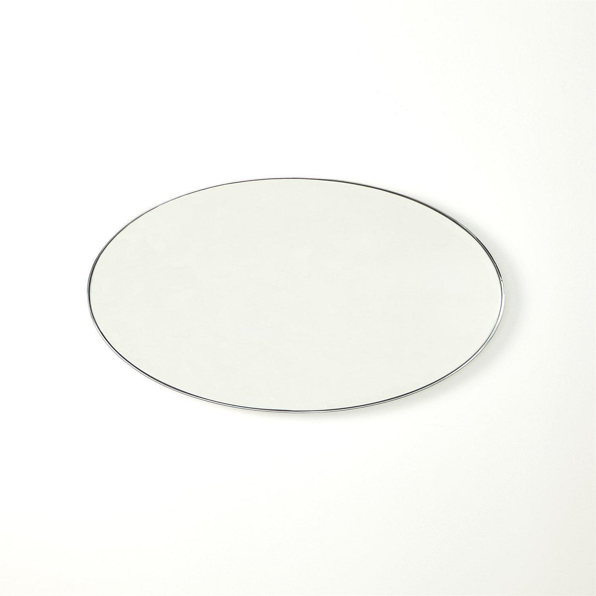 Elongated Oval Mirror-Nickel-Sm-Global Views-Wall Mirrors-Artistic Elements
