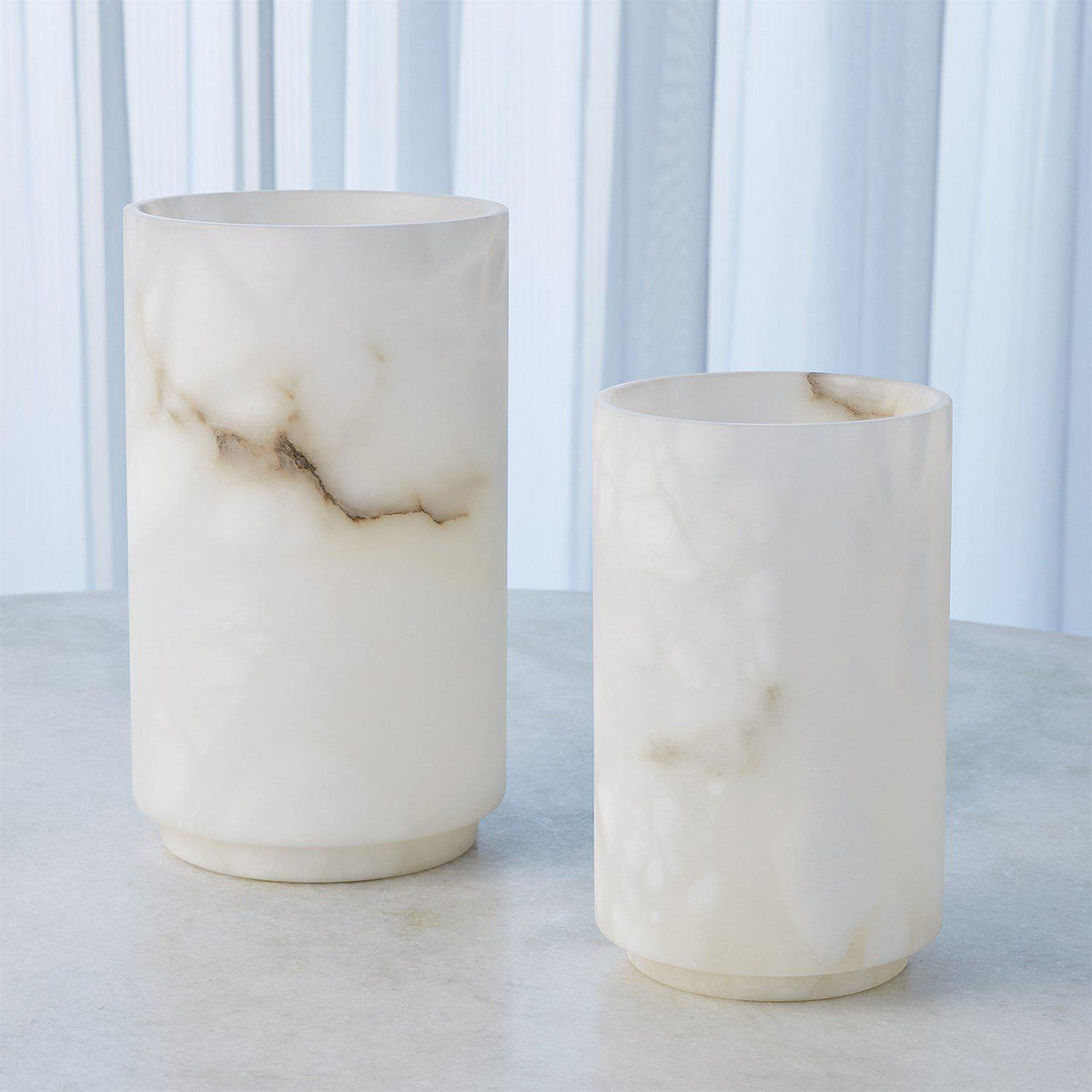 Alabaster Cylinder Vase-White-Global Views-Vases-Artistic Elements
