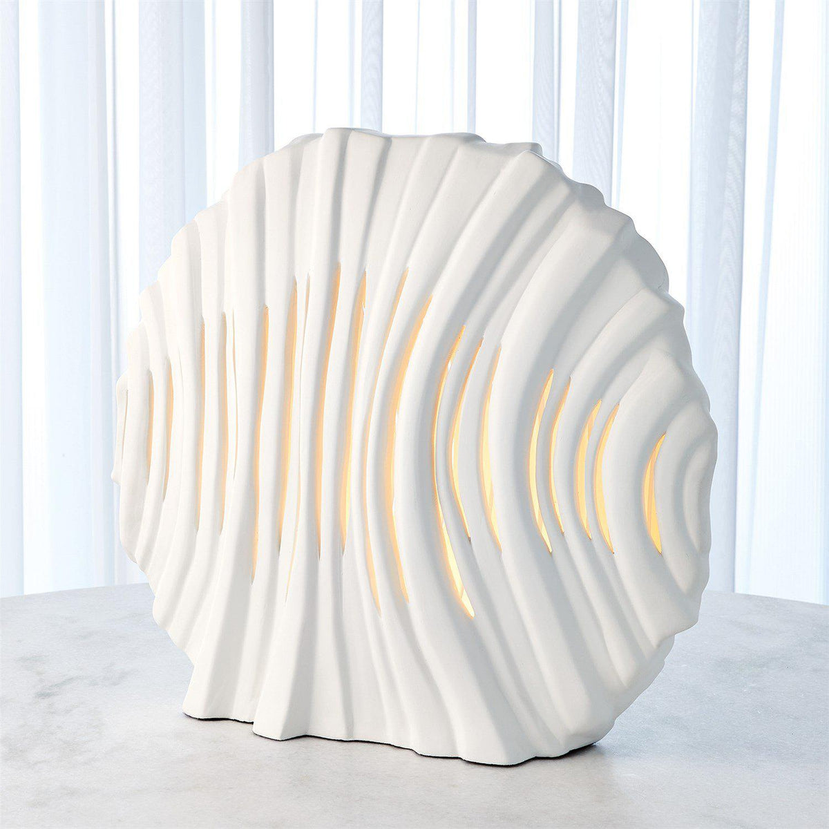 Striated Lamp-Matte White-Global Views-Table Lamps-Artistic Elements