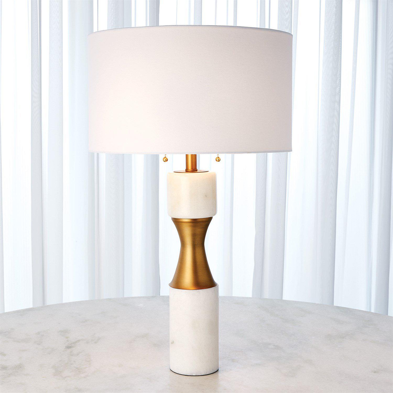 Marble Cinch Lamp-White-Global Views-Table Lamps-Artistic Elements