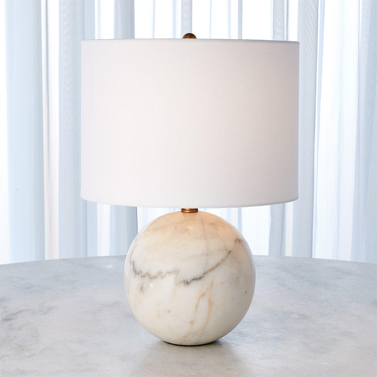 Marble Sphere Lamp-White-Global Views-Table Lamps-Artistic Elements