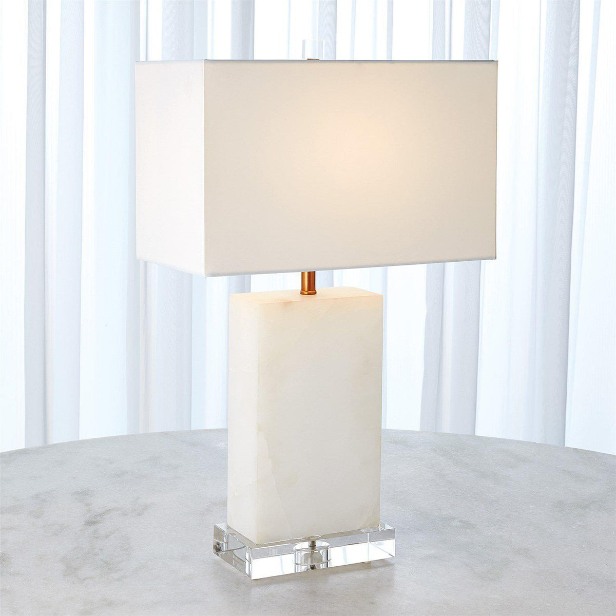 Alabaster Rectangular Table Lamp-Brass-Global Views-Table Lamps-Artistic Elements
