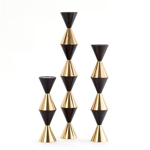 Italian Diamond Candle Holder-Bronze/Brass-Global Views-Candleholders-Artistic Elements