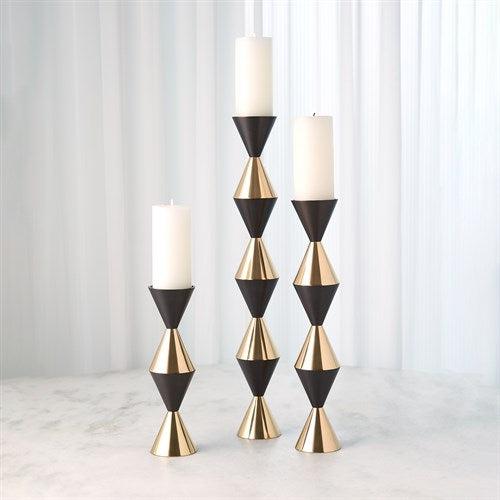 Italian Diamond Candle Holder-Bronze/Brass-Global Views-Candleholders-Artistic Elements