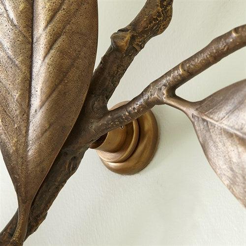 Magnolia Branch Wall Art-Antique Brass/Gold-Global Views-Wall Decor-Artistic Elements