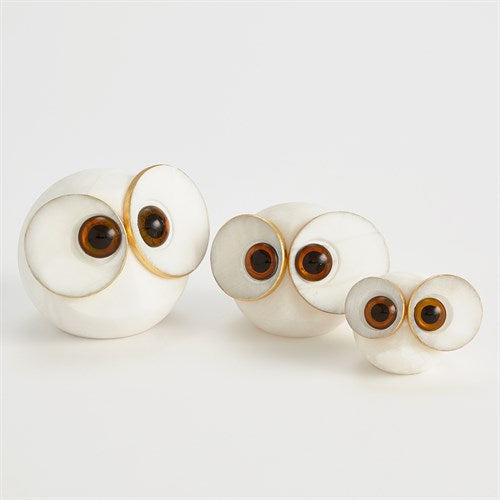 Alabaster Big Eyed Owls-Global Views-Sculptures &amp; Objects-Artistic Elements