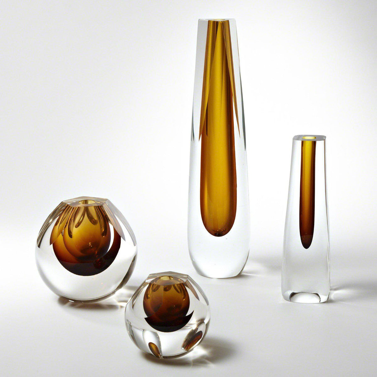 Triangle Cut Glass Vase-Global Views-Vases-Artistic Elements