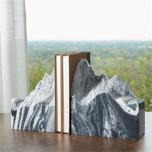 Pair Mountain Summit Bookends-Black Marble-Global Views-Office Accessories-Artistic Elements