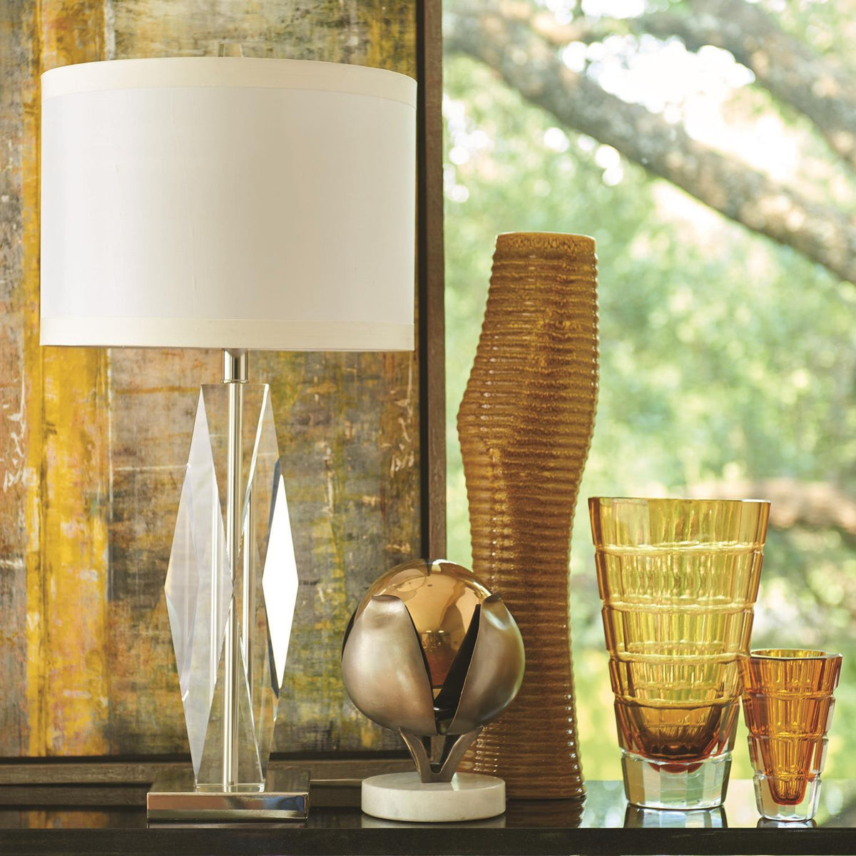 Faceted Crystal Lamp-Global Views-Table Lamps-Artistic Elements