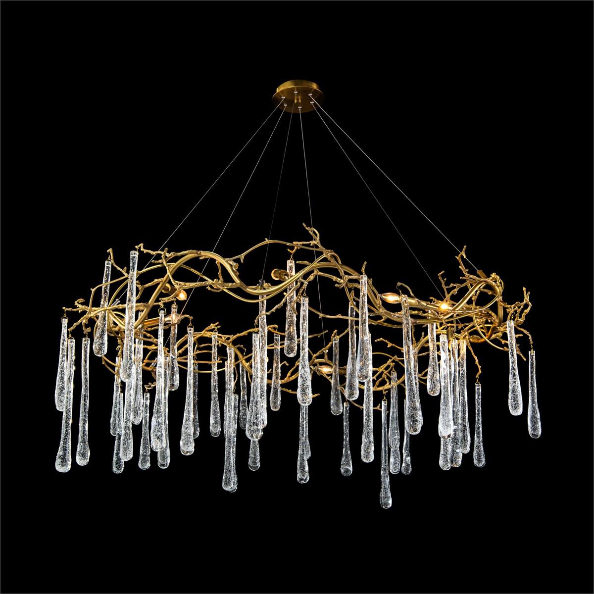 Brass And Glass Teardrop Eight-light Chandelier-John Richard-Chandeliers-Artistic Elements