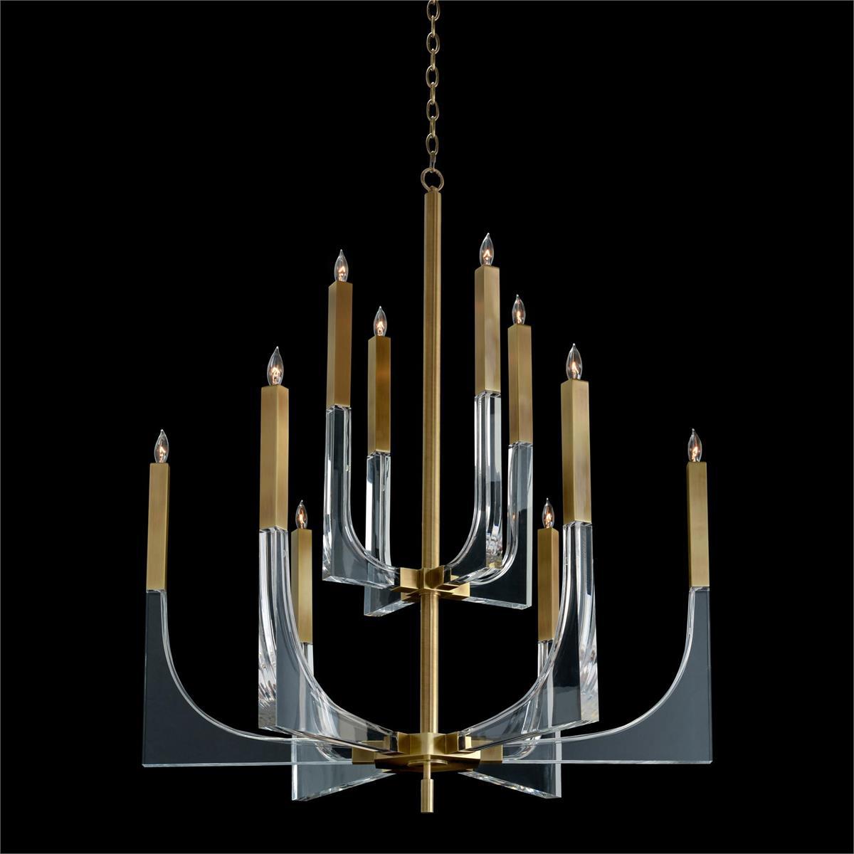 Acrylic And Brass Ten-Light Chandelier-John Richard-Chandeliers-Artistic Elements