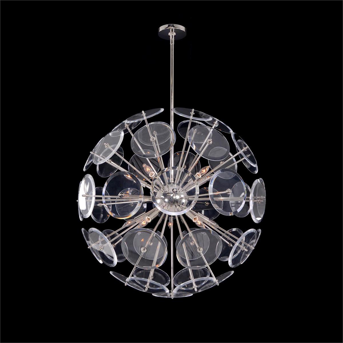 Genesis: Acrylic Sphere Ten-Light Pendant In Polished Nickel-John Richard-Chandeliers-Artistic Elements