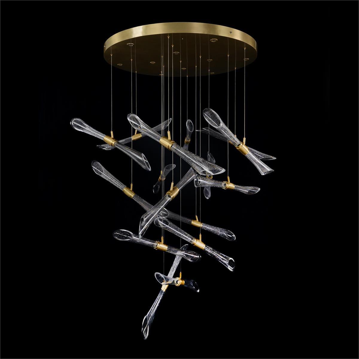 Rhapsody Fluted and Seeded Glass Tubes Chandelier-John Richard-Chandeliers-Artistic Elements