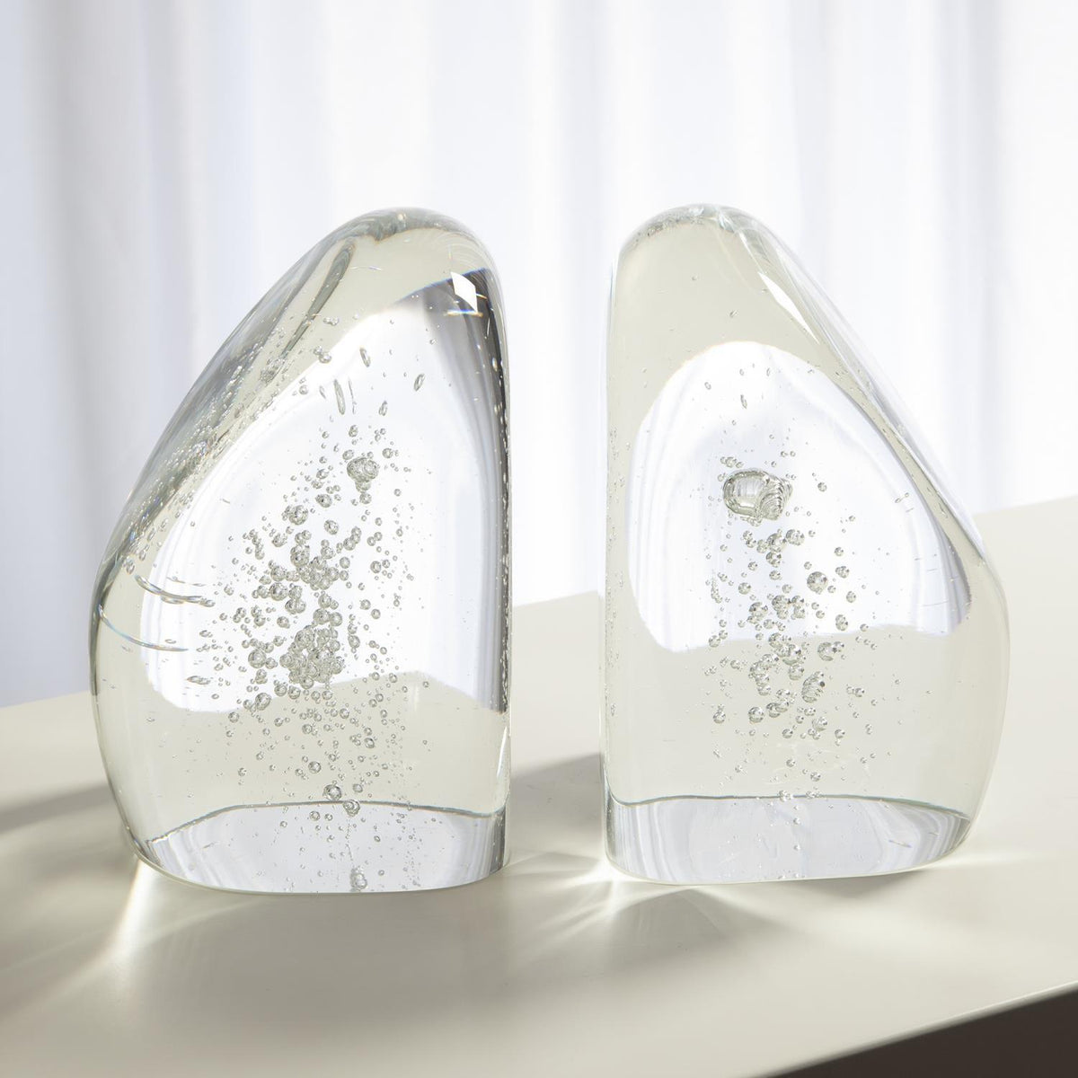 Chunk Bookends-Clear w/Bubbles-Global Views-Office Accessories-Artistic Elements