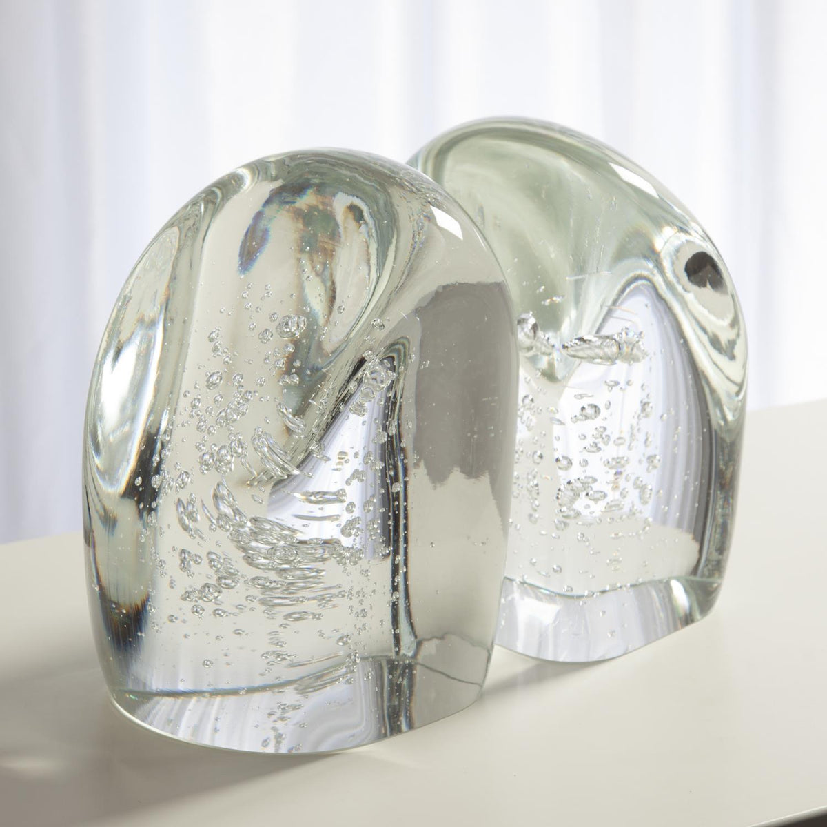 Chunk Bookends-Clear w/Bubbles-Global Views-Office Accessories-Artistic Elements