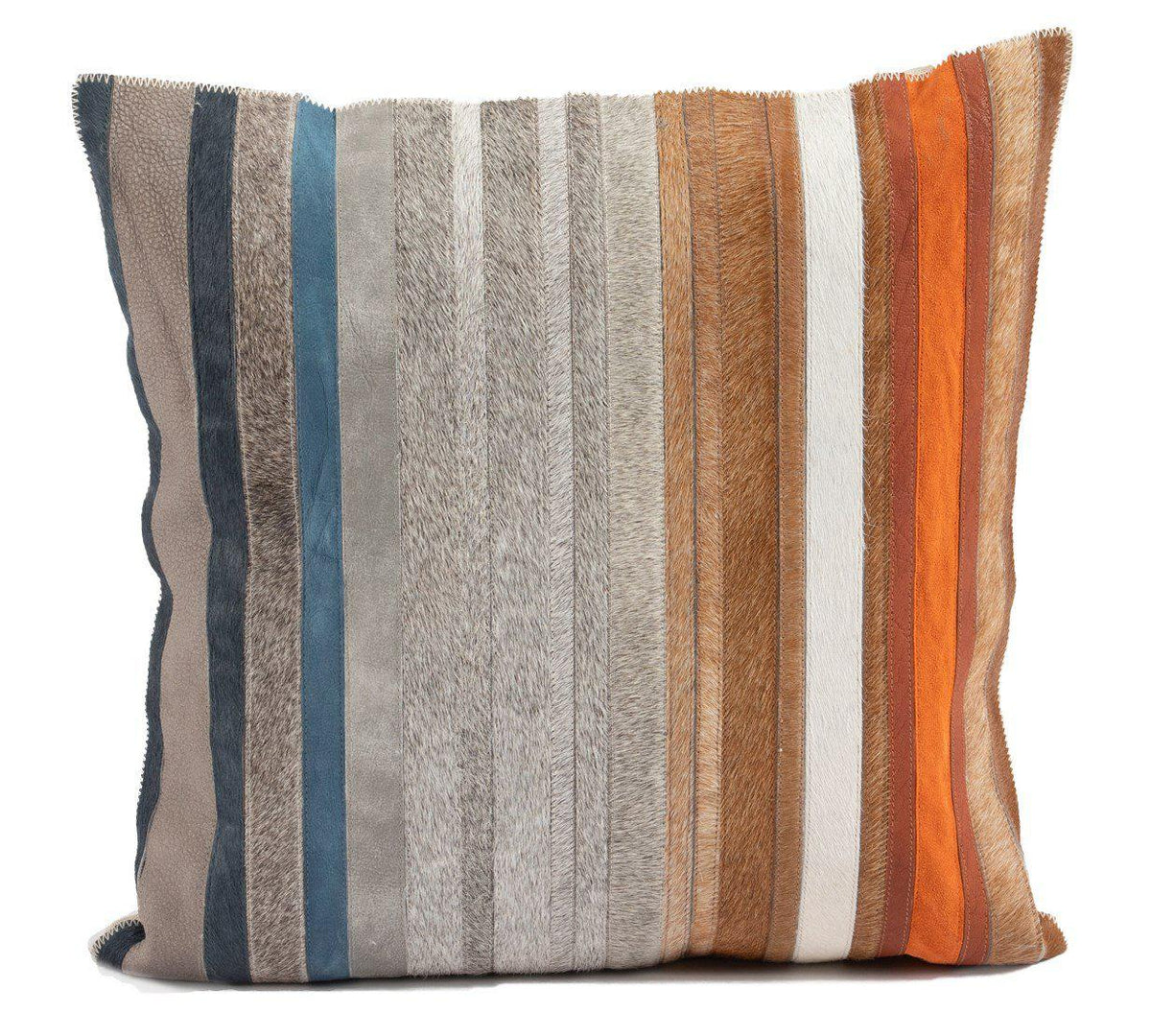 Cowhide Cushion Multi Stripe 20&quot;-Fibre-Decorative Pillows-Artistic Elements