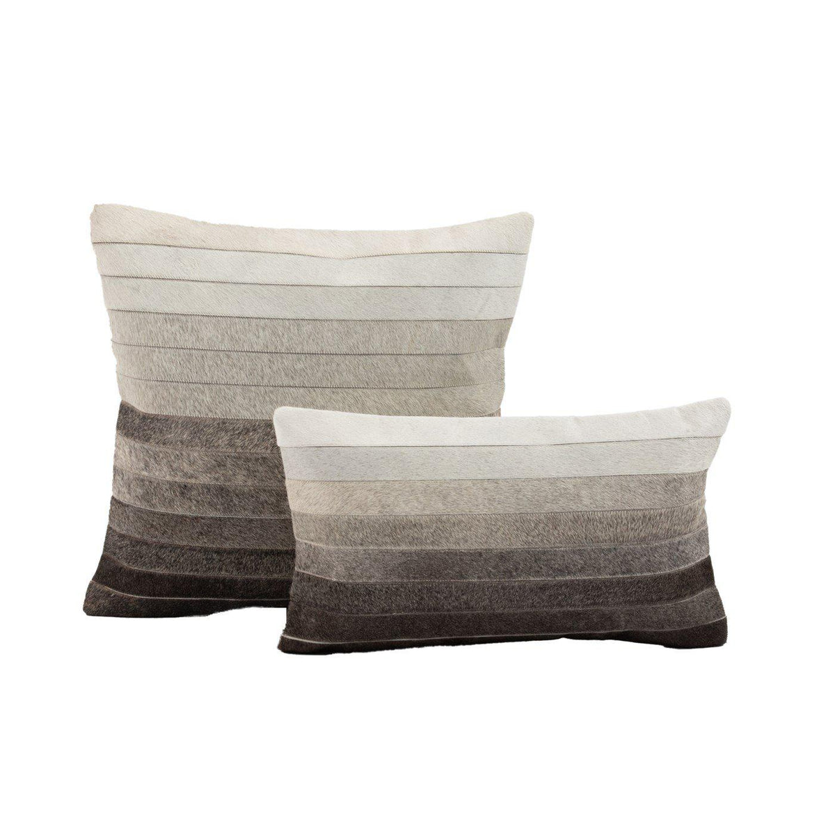 Cowhide Cushion Ombre Grey 20&quot;-Fibre-Decorative Pillows-Artistic Elements
