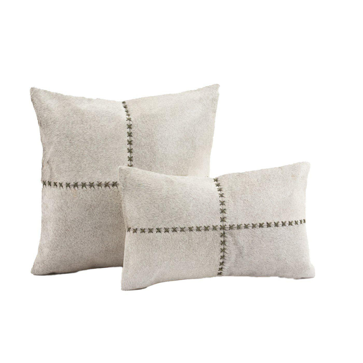 Cowhide GISELLE Cushion Olive 12X20&quot;-Fibre-Decorative Pillows-Artistic Elements