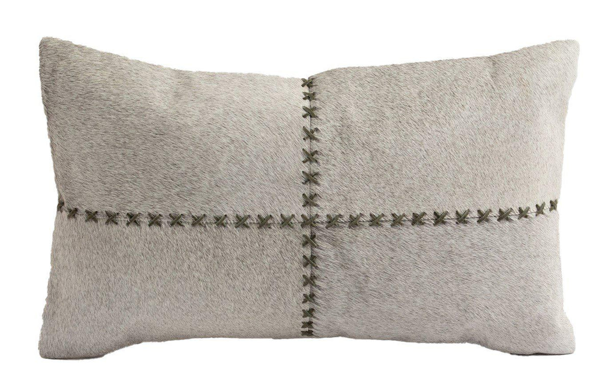 Cowhide GISELLE Cushion Olive 12X20&quot;-Fibre-Decorative Pillows-Artistic Elements