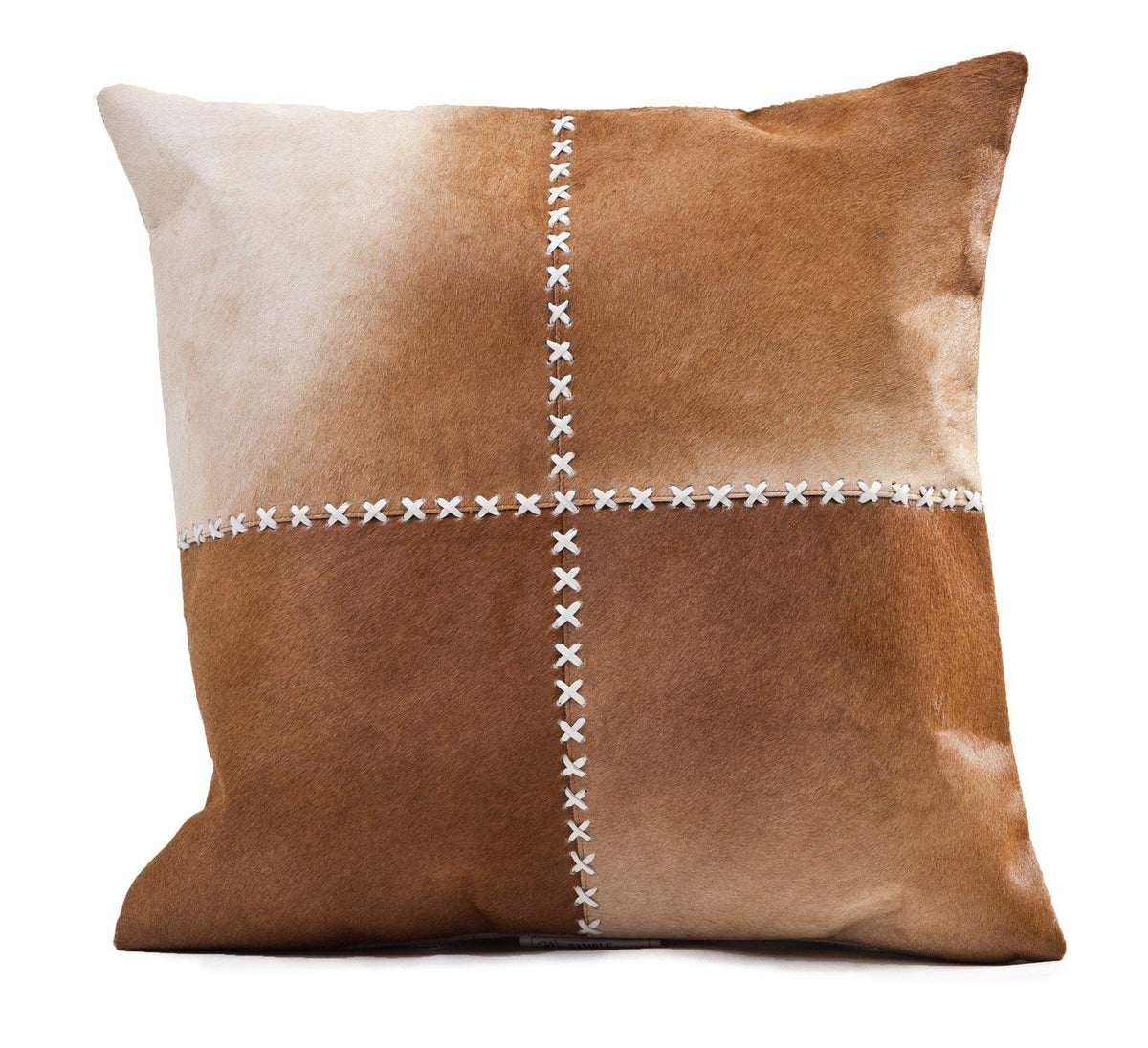 Cushion Laser Cowhide Harley Natural Brown 20&quot;-Fibre-Decorative Pillows-Artistic Elements