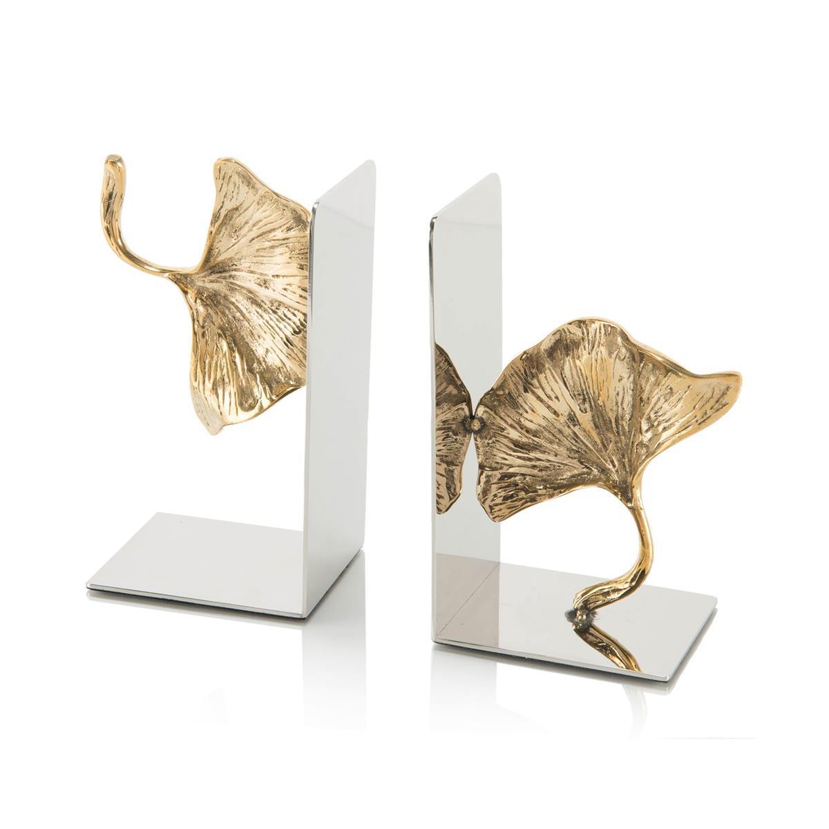 Pair of Ginkgo Leaf Bookends-John Richard-Office Accessories-Artistic Elements