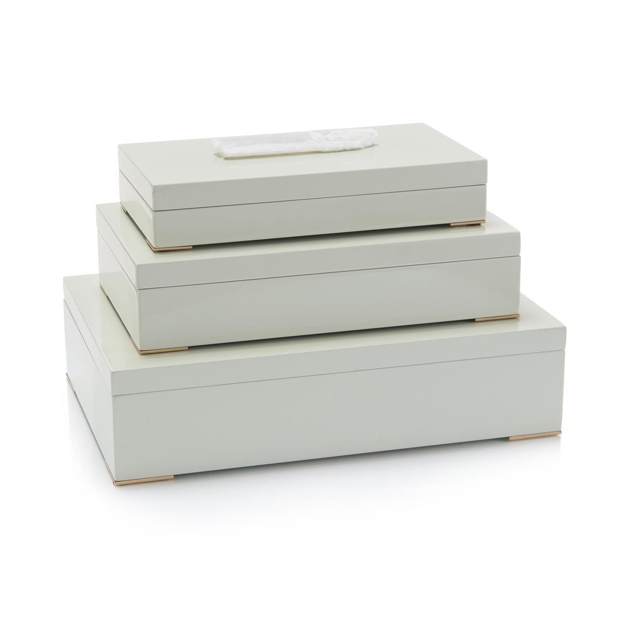 Set of Three Boxes Topped in Selenite-John Richard-Office Accessories-Artistic Elements