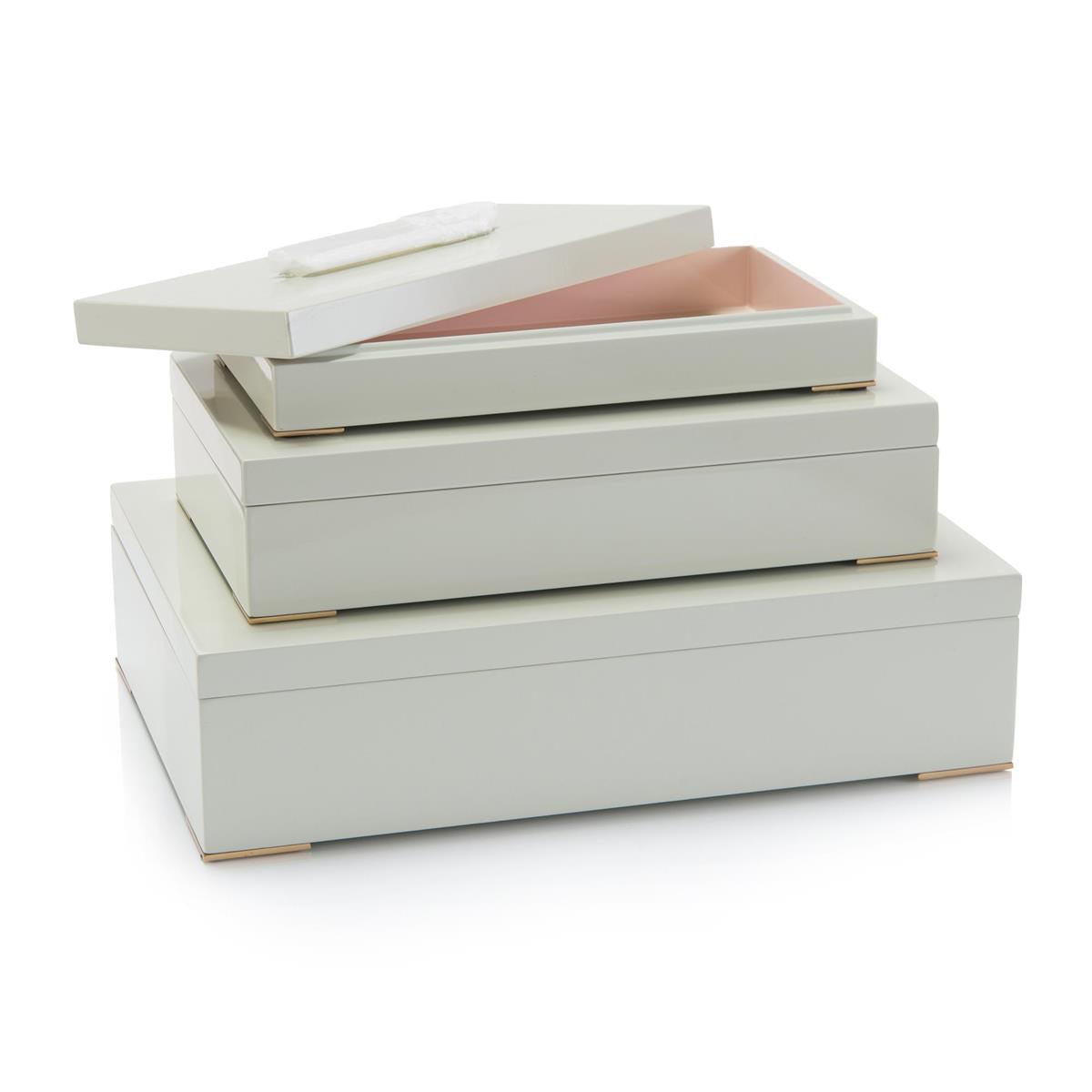 Set of Three Boxes Topped in Selenite-John Richard-Office Accessories-Artistic Elements