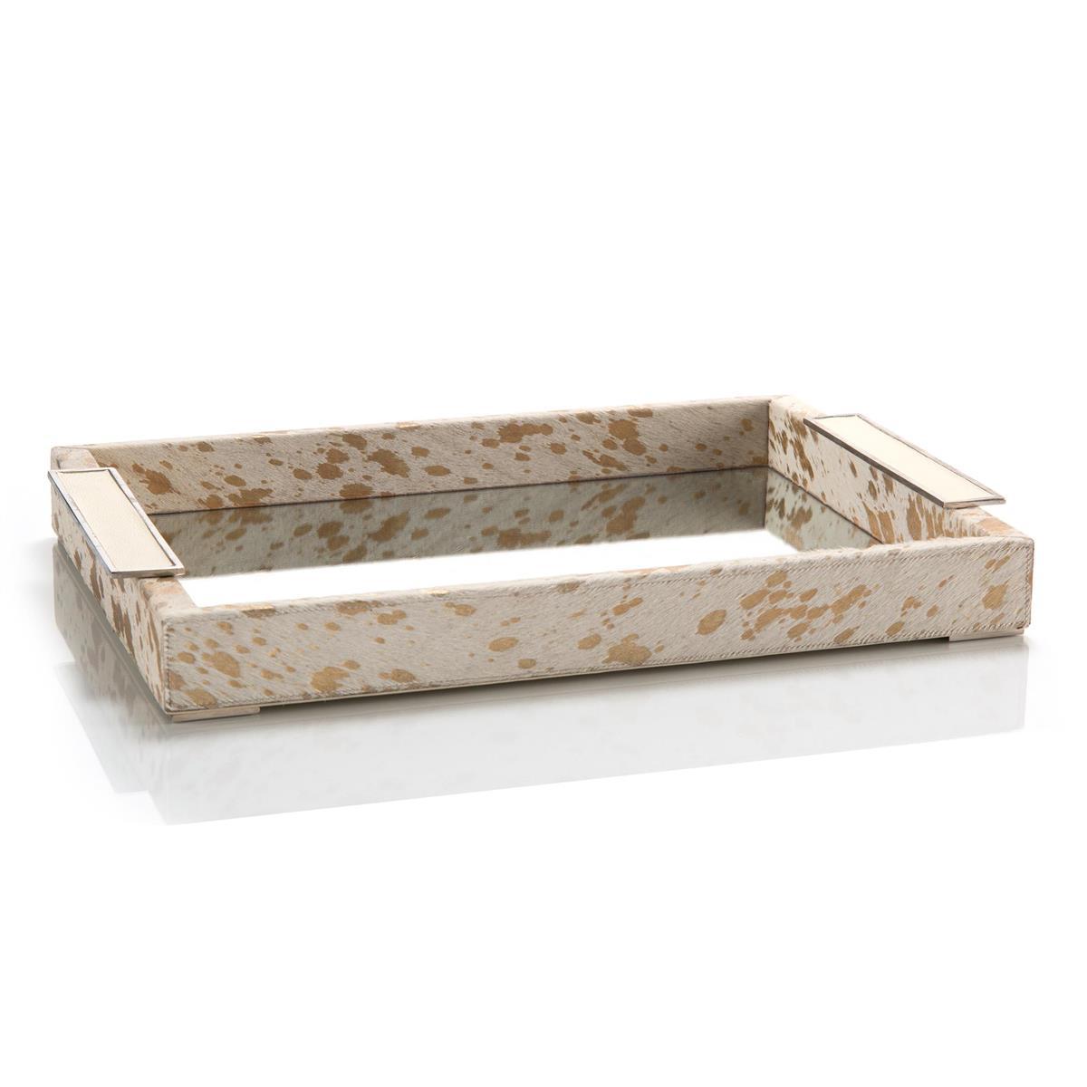 Cream and Gold Hide Mirrored Tray-John Richard-Trays-Artistic Elements