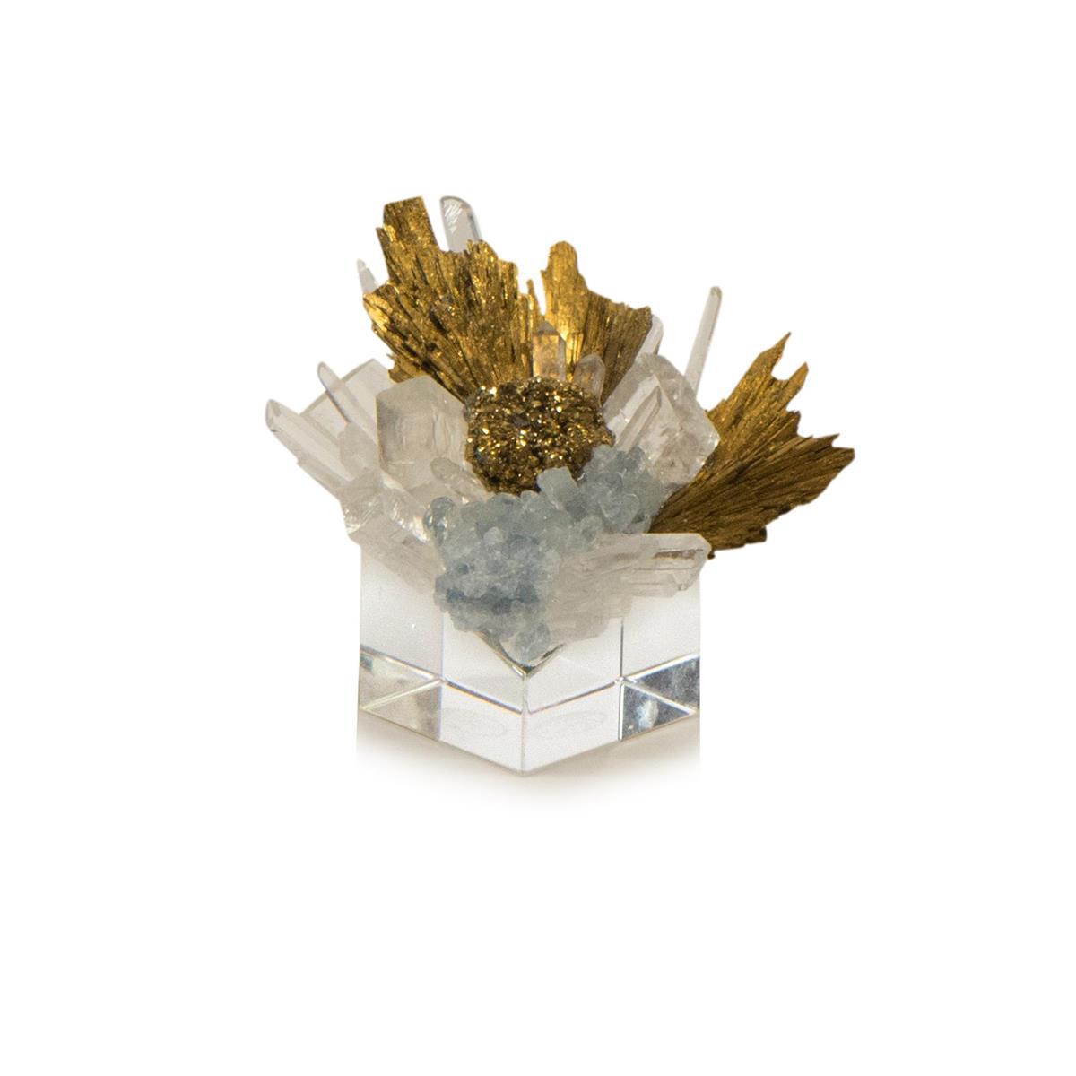 Stone Cluster in Clear, Yellow Quartz, and Gold-John Richard-Sculptures & Objects-Artistic Elements