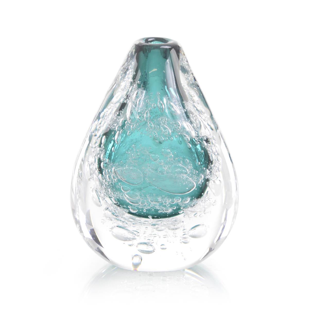 Azure Art Glass Vase with Bubbles-John Richard-Vases-Artistic Elements